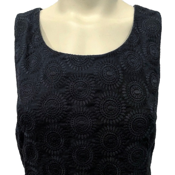 Hatley Textured Shift Mini Dress Women’s 8 Black Sleeveless Zip Back 100% Cotton - Picture 4 of 10